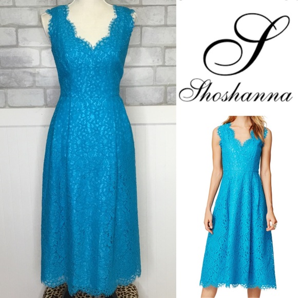 Shoshanna Dresses & Skirts - Shoshanna turquoise lace party dress